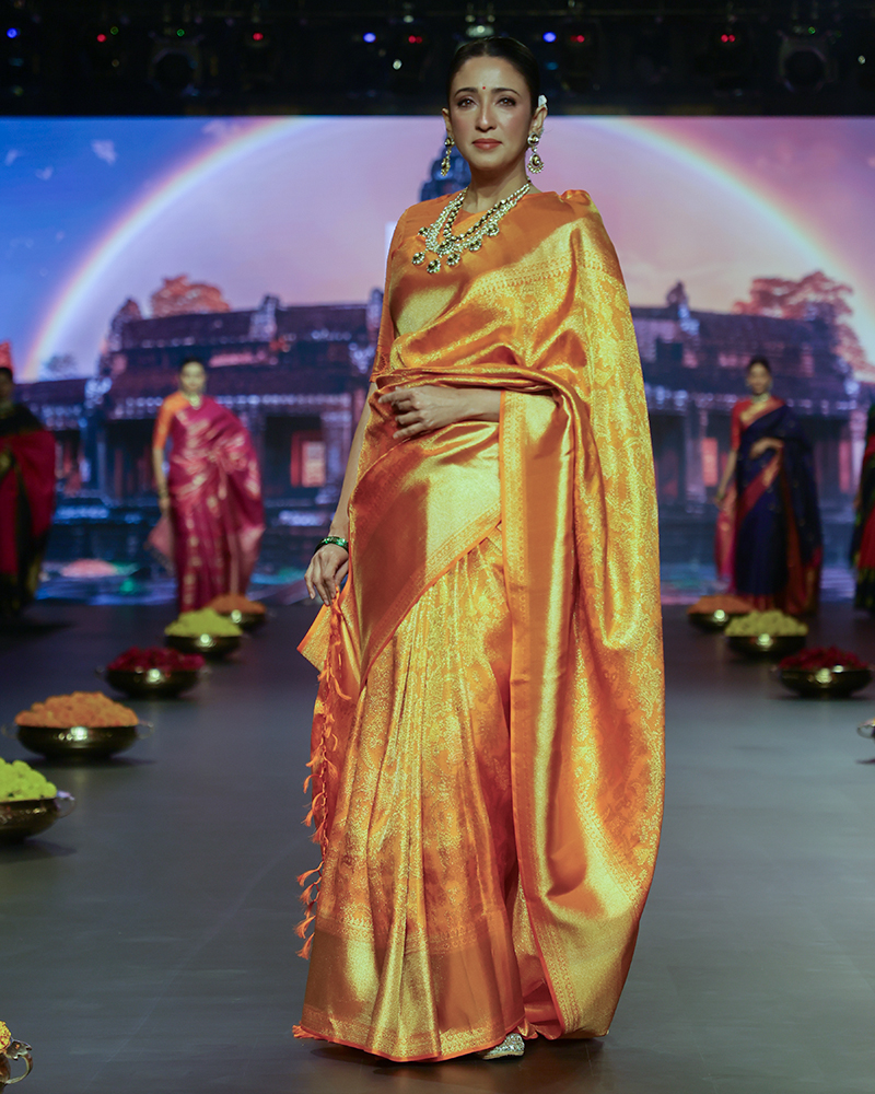 Golden Orange Silk Saree