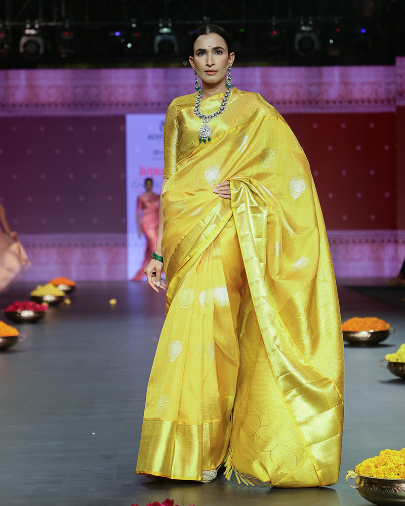 Golden Yellow Woven Saree