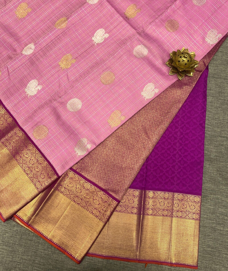 Light Pink Kanjivaram Saree - Image 3