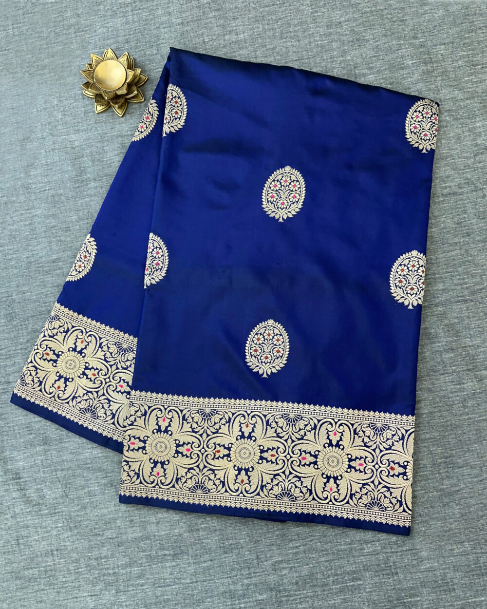 Sapphire Blue Banarasi Silk Saree