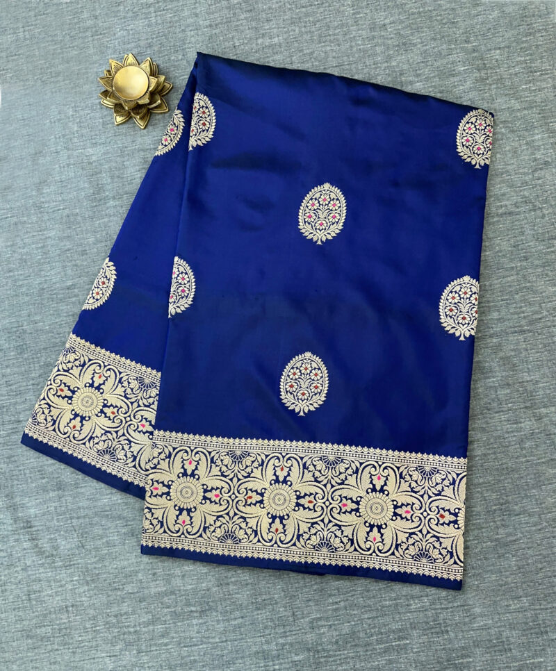 Sapphire Blue Banarasi Silk Saree