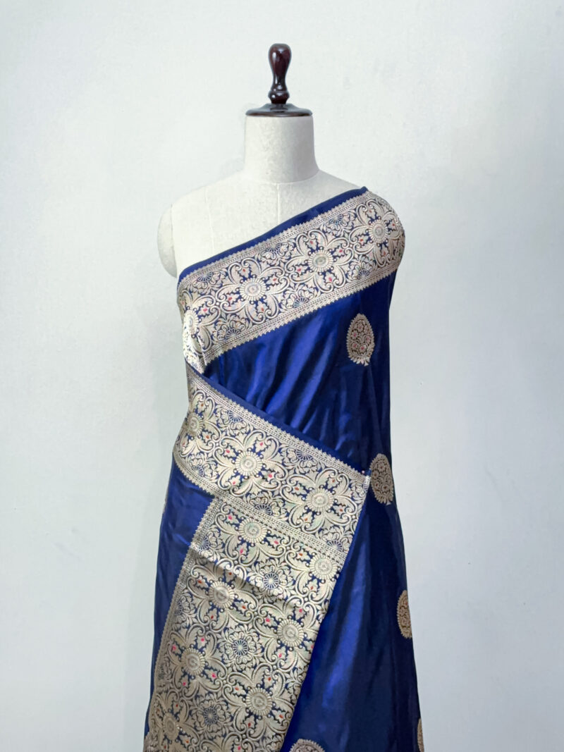 Sapphire Blue Banarasi Silk Saree - Image 2