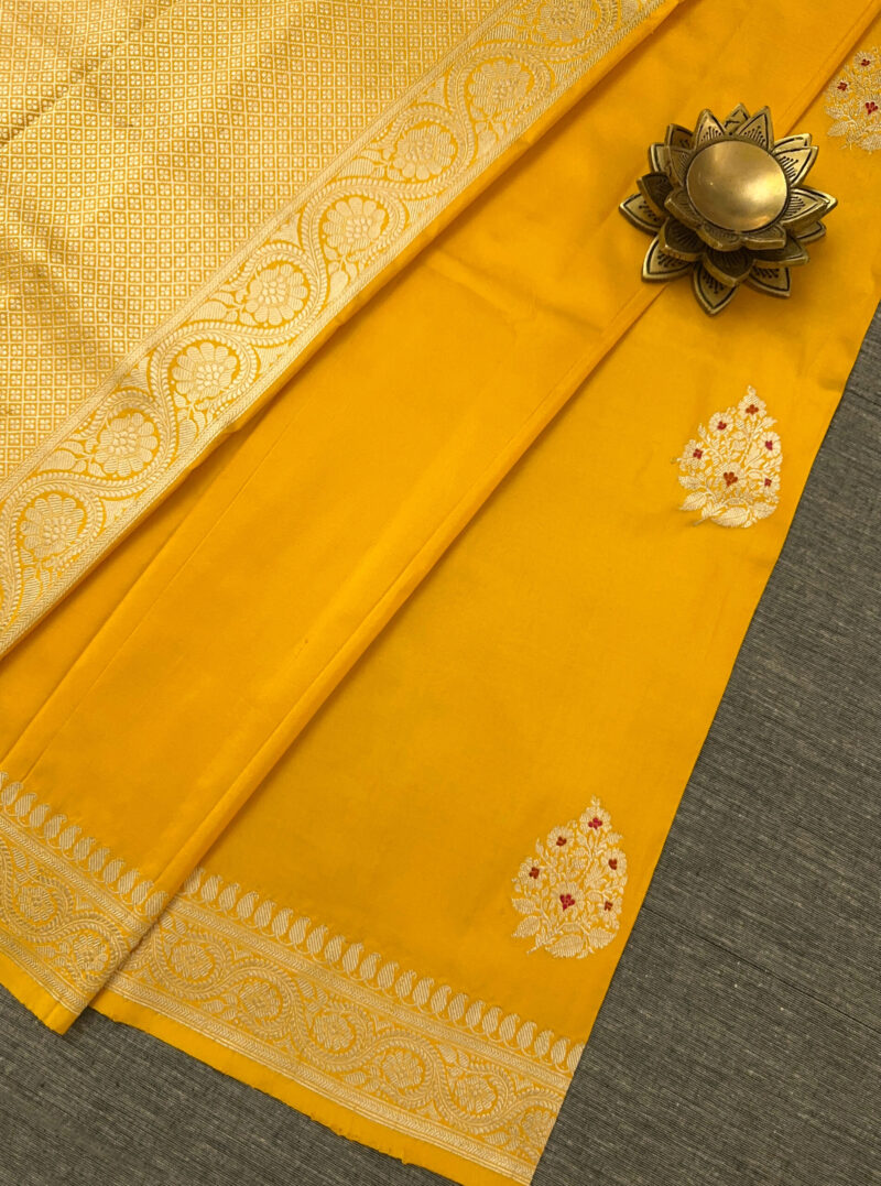 Golden Yellow Silk Saree - Image 3
