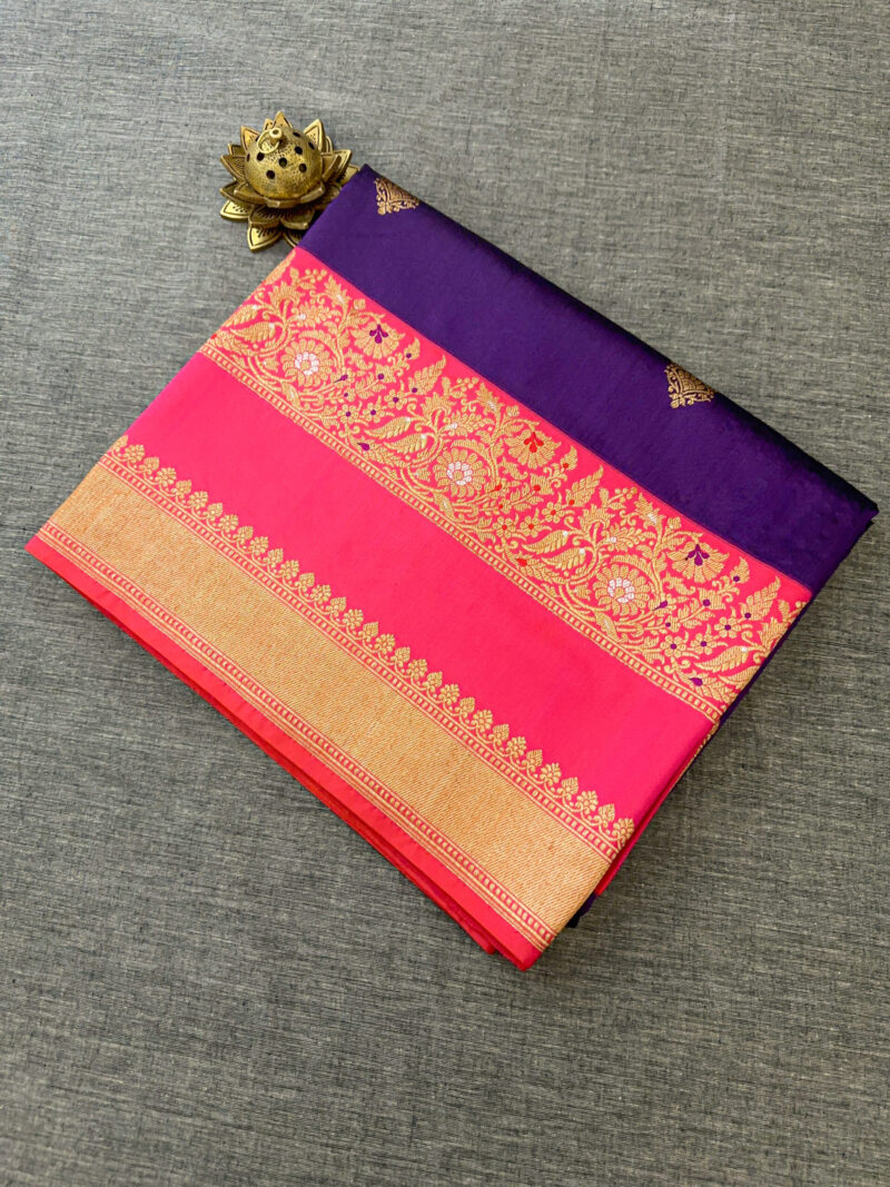 Purple and Red Banarasi Silk Saree - Image 4