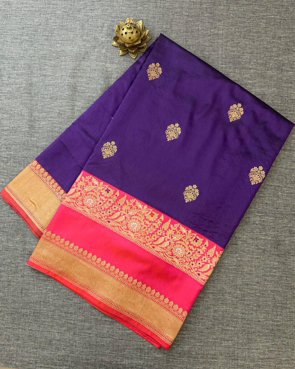 Purple and Red Banarasi Silk Saree