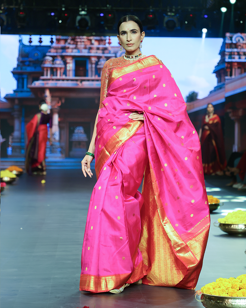 Radiant Pink Kanjeevaram Silk Saree