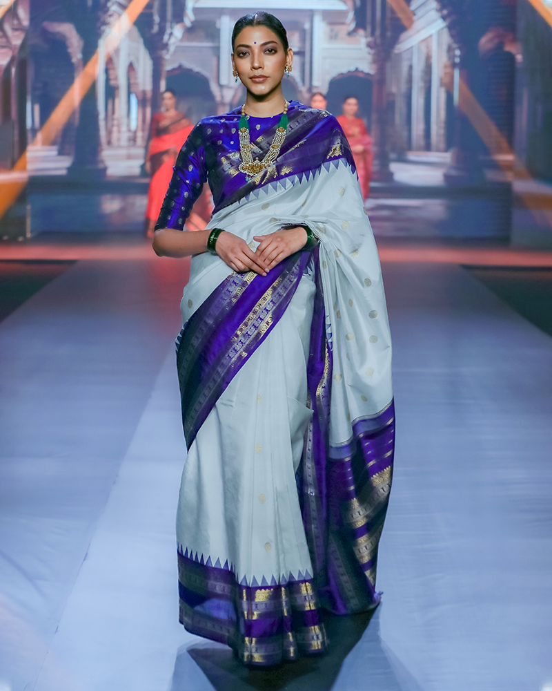 Light Grey Kanchipuram Saree