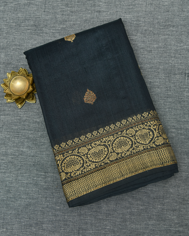 Royal Black Zari Saree