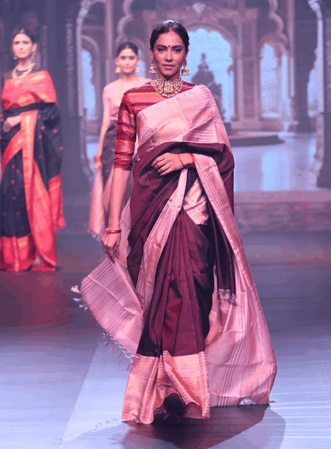 Deep Brown Kanjivaram Saree