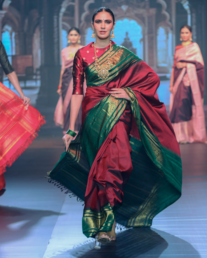 Deep Maroon Kanjivaram Saree