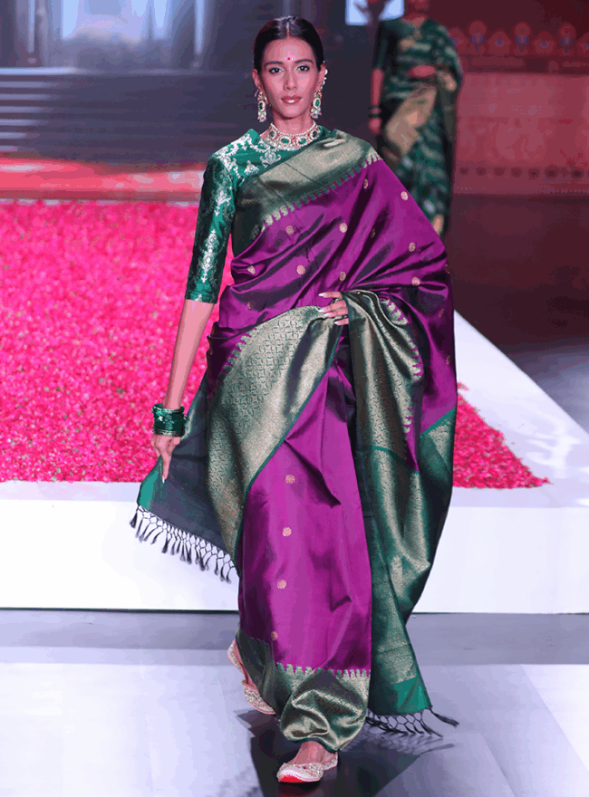 Purple & Green Kanjivaram Saree