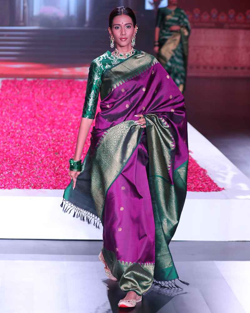 Deep Purple Kanchipuram Saree