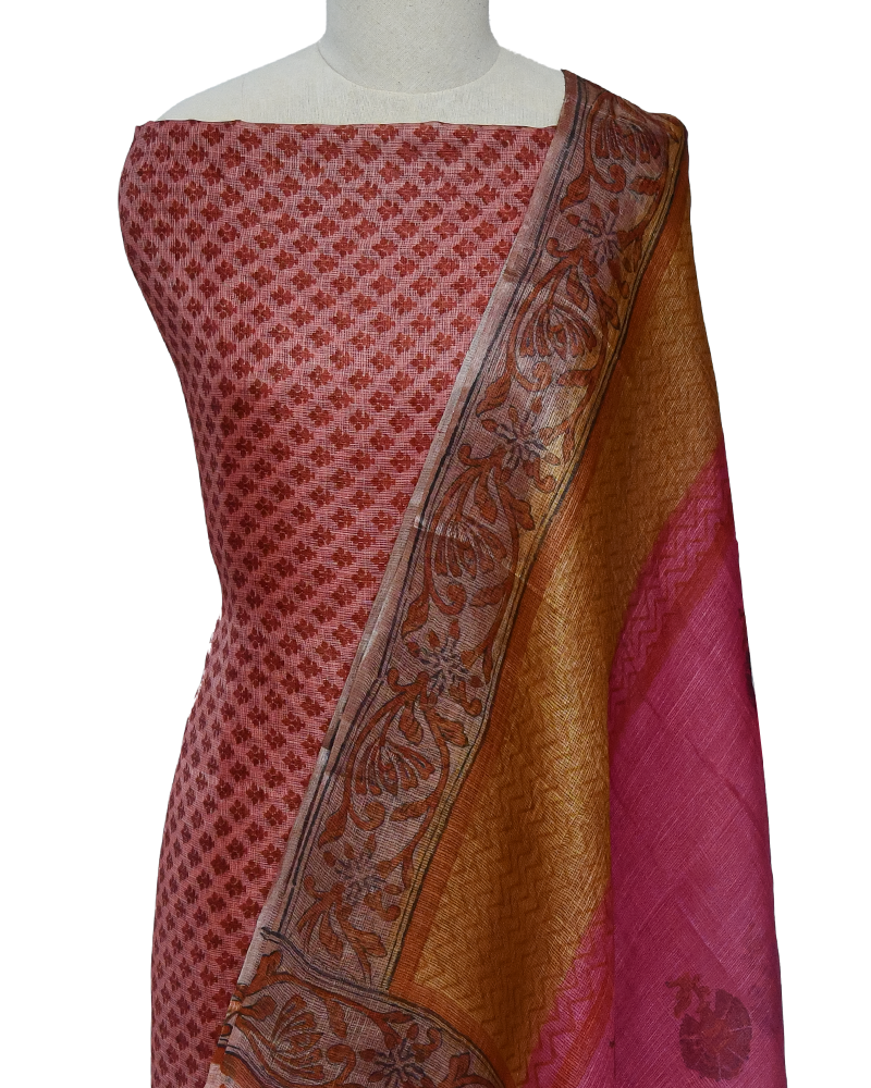 Patterned Pink Dress Material