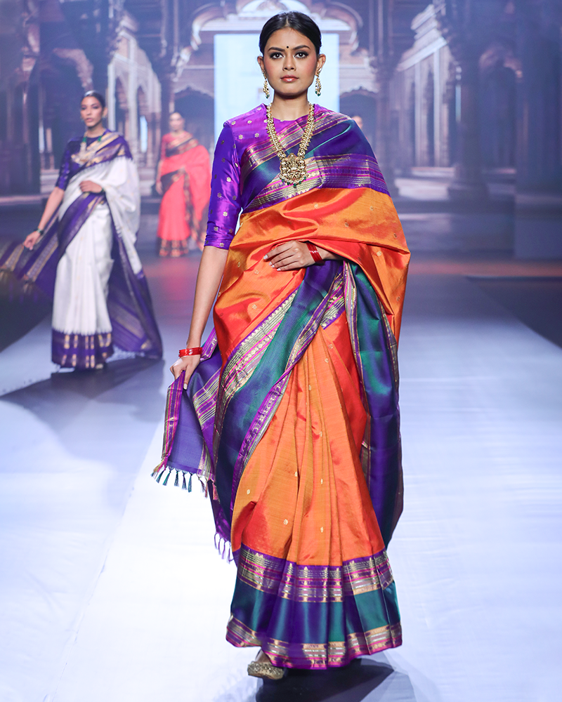 Vibrant Orange Kanjivaram Saree