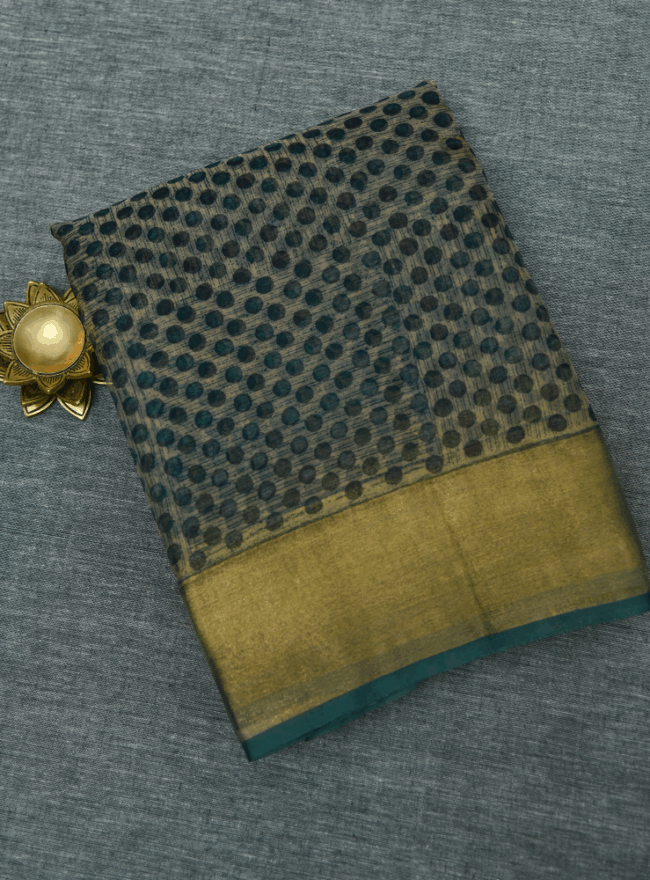 Teal Organza Saree - Image 3