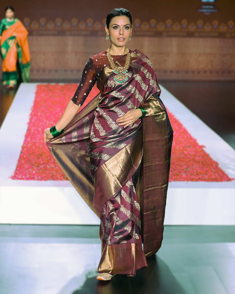 Plum Kanchipuram Saree