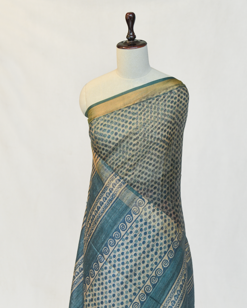 Teal Organza Saree