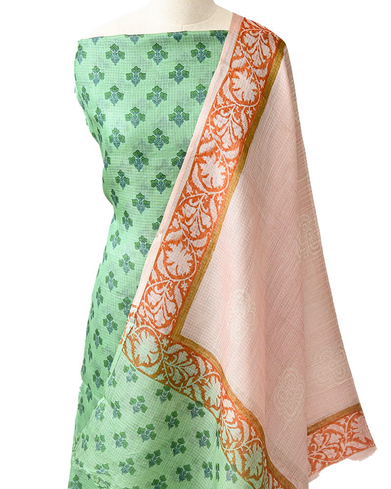 Patterned Green Dress Material