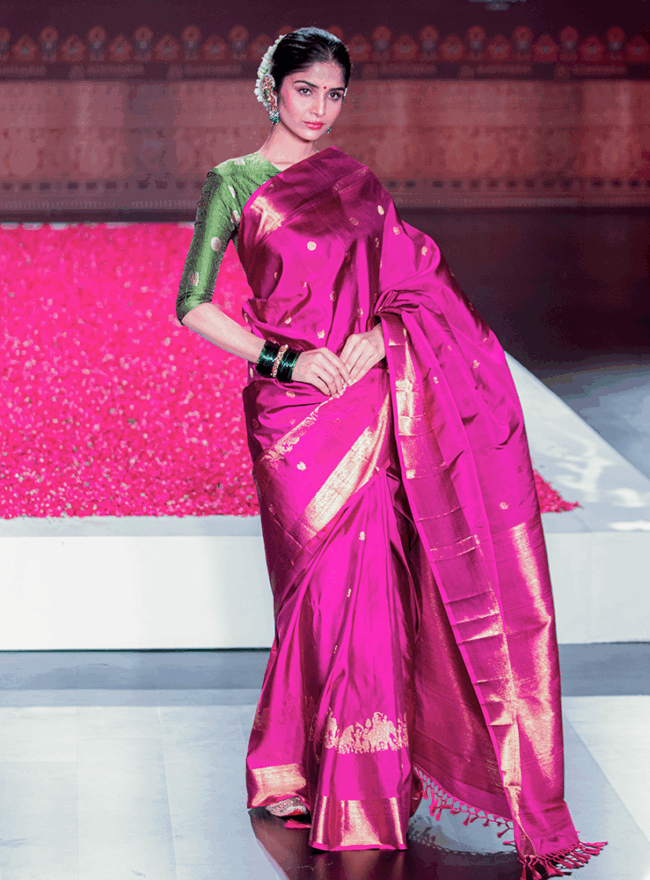 Magenta Pink Kanjivaram Saree