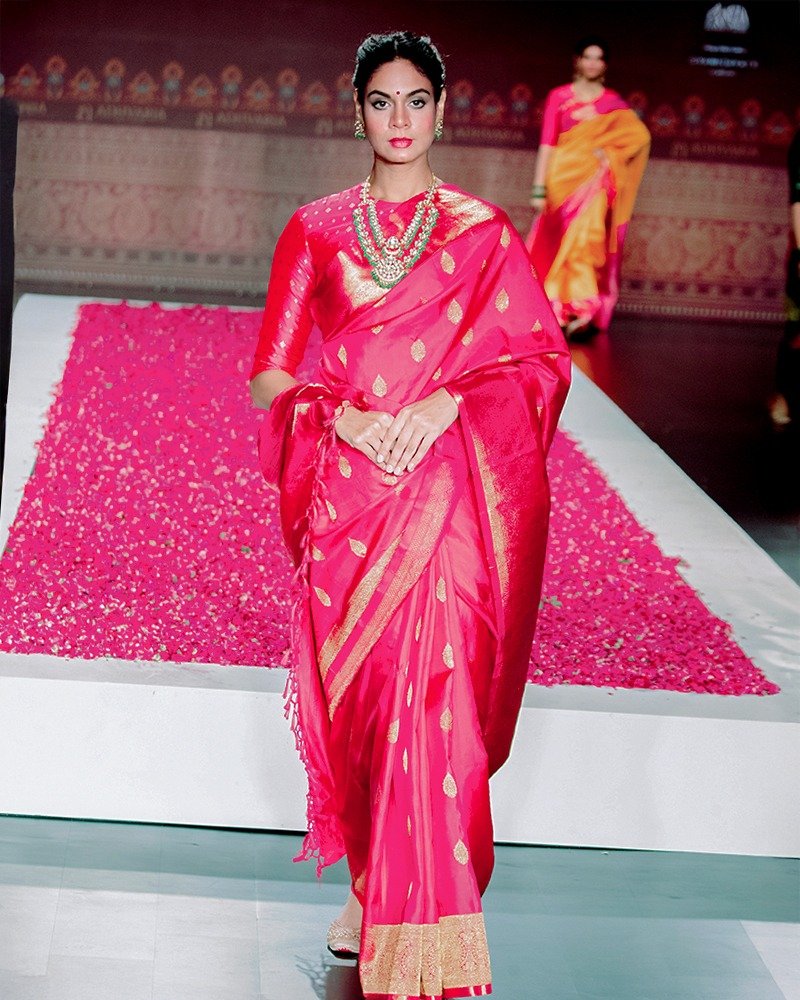 Pink Kanjivaram silk saree