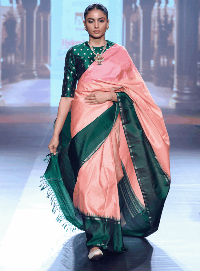 Peach Kanjivaram Saree