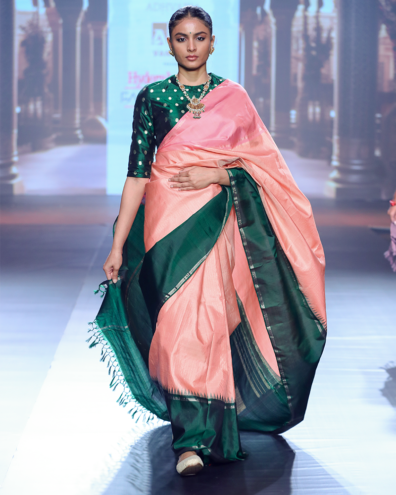 Peach Kanjivaram Saree