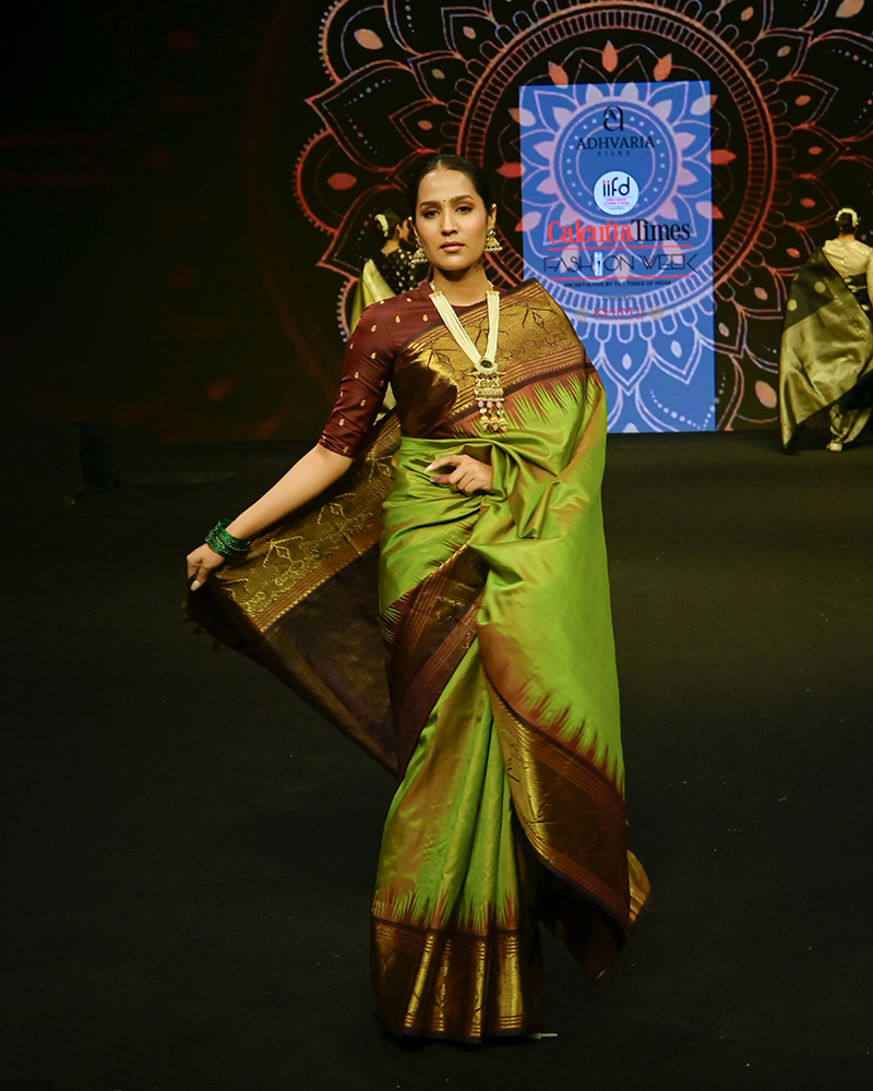 Green and Maroon Zari Saree