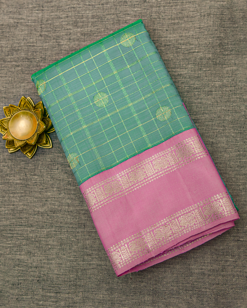 Mint Green and Pink Saree