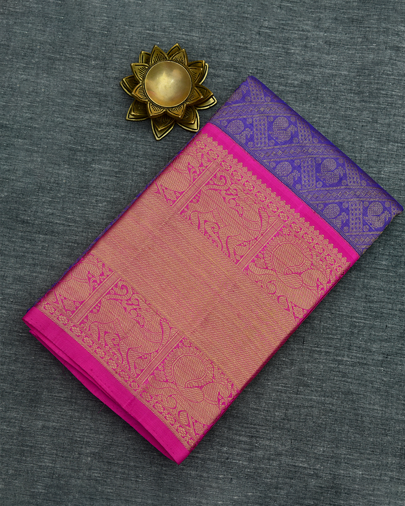 Pink and Purple Zari Lehenga Material