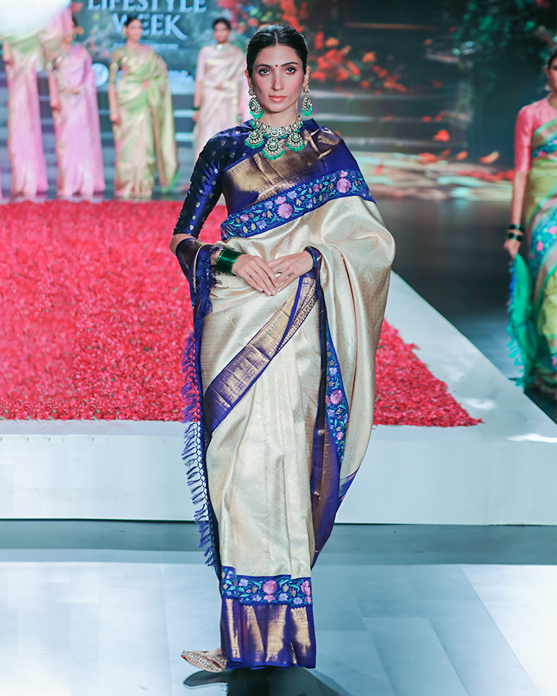 Champagne Beige Kanjivaram Saree