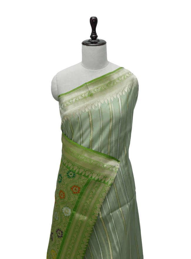 Pista Green Banarasi Tissue Saree