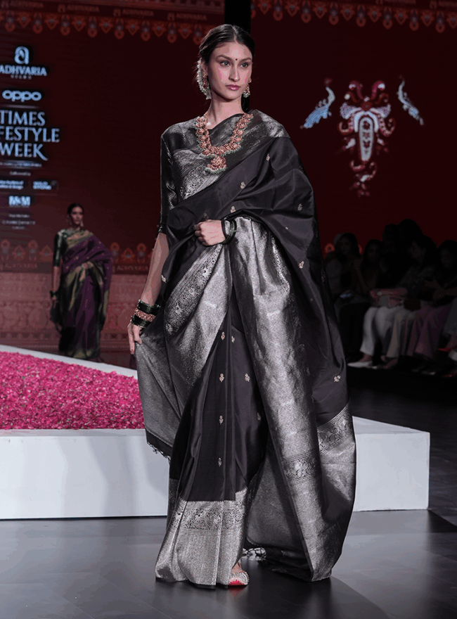 Charcoal Black Kanjivaram Saree