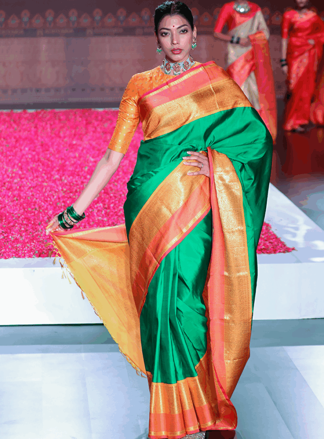 Green & Yellow Kanjivaram Saree