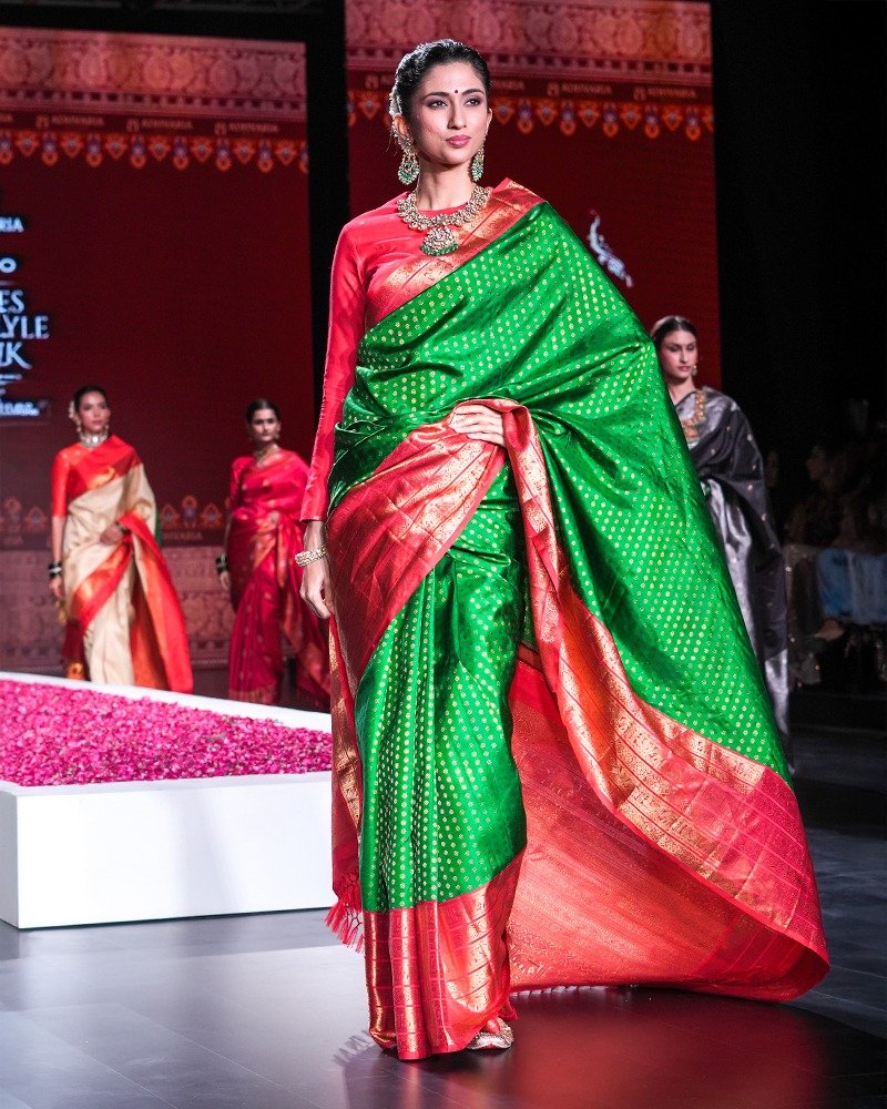 Green & Red Kanjivaram Saree
