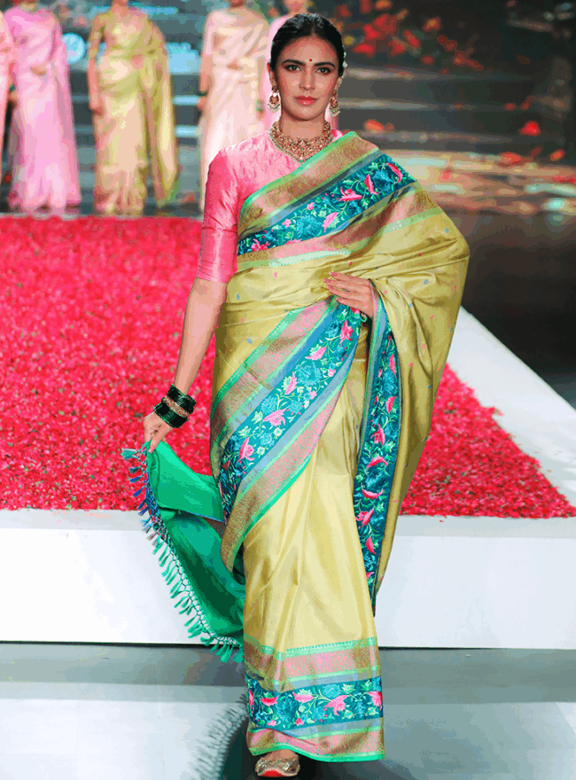 Light Lime Green Kanjivaram Saree