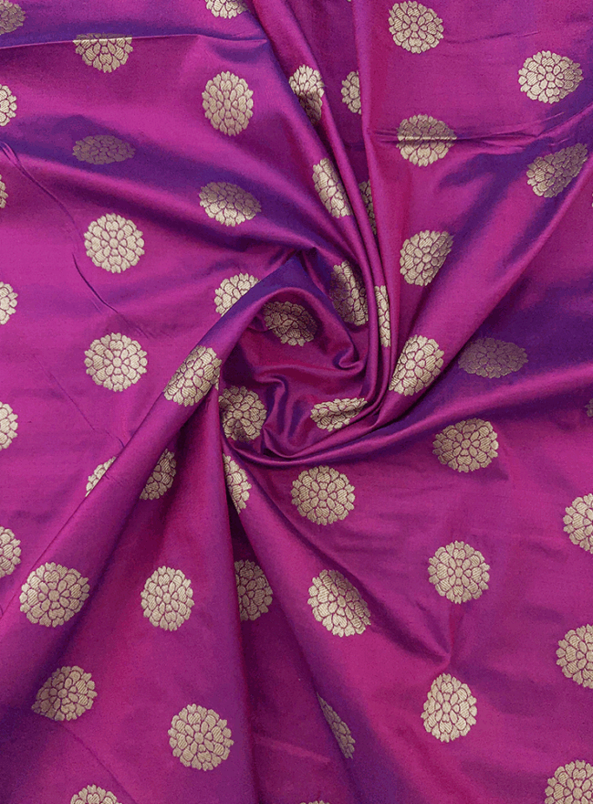 Zari Butta Magenta Silk Fabric
