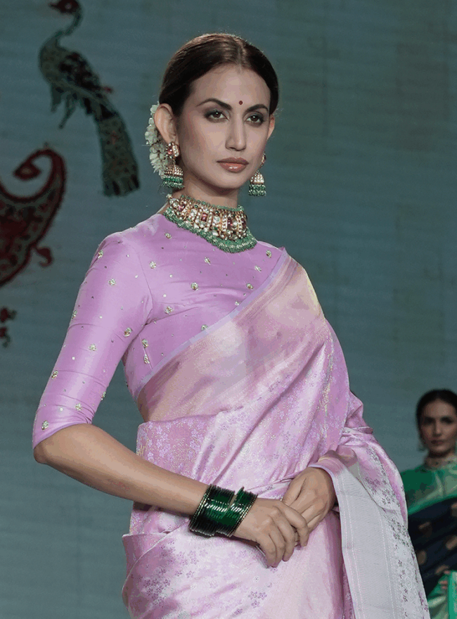 Lilac Kanjivaram Saree - Image 4