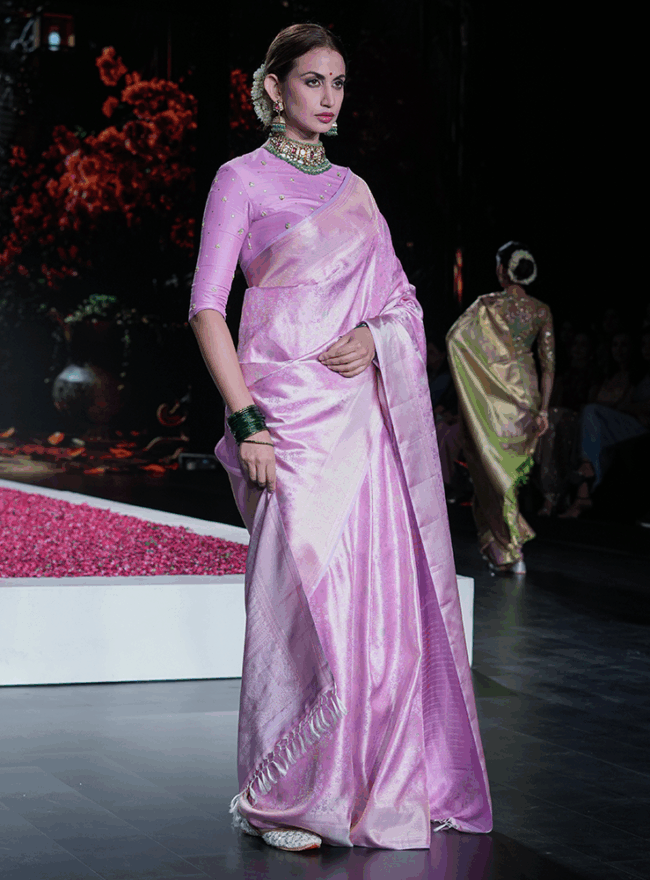 Lilac Kanjivaram Saree