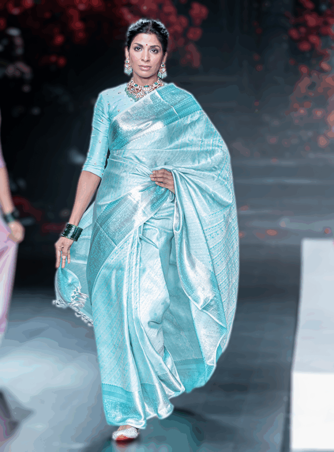 Icy Blue Kanjivaram Saree - Image 3