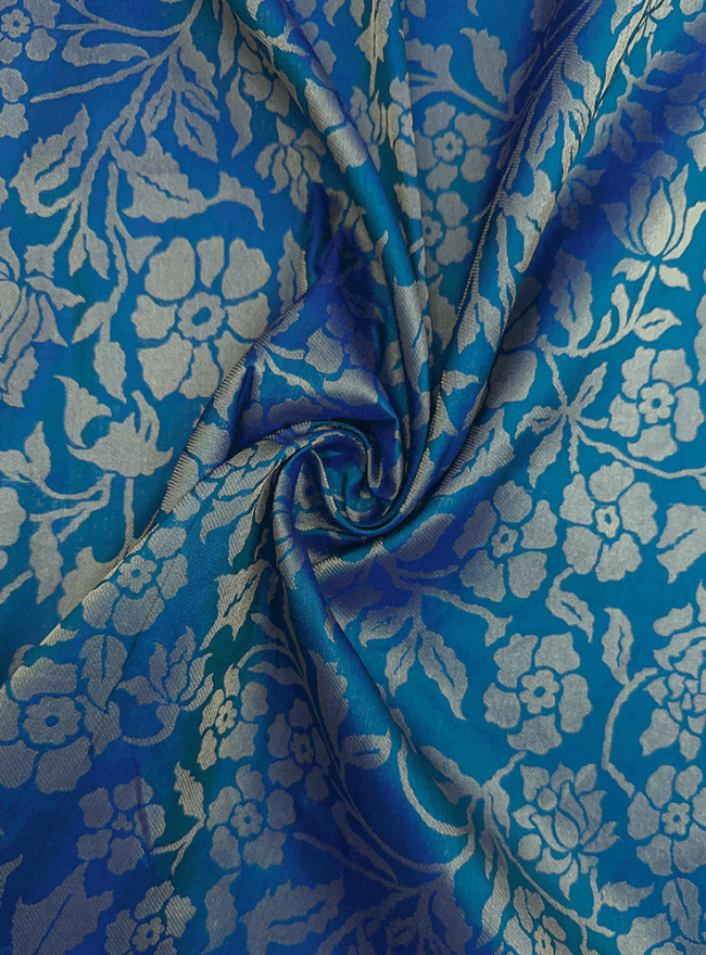 Brocade Blue Floral Fabric