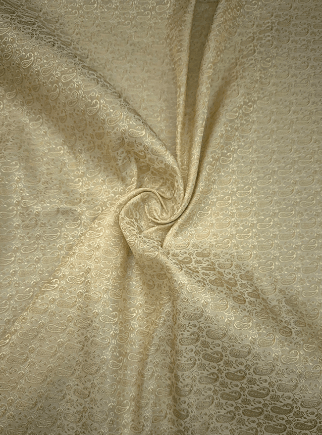 Cream Zari Paisley Brocade Fabric