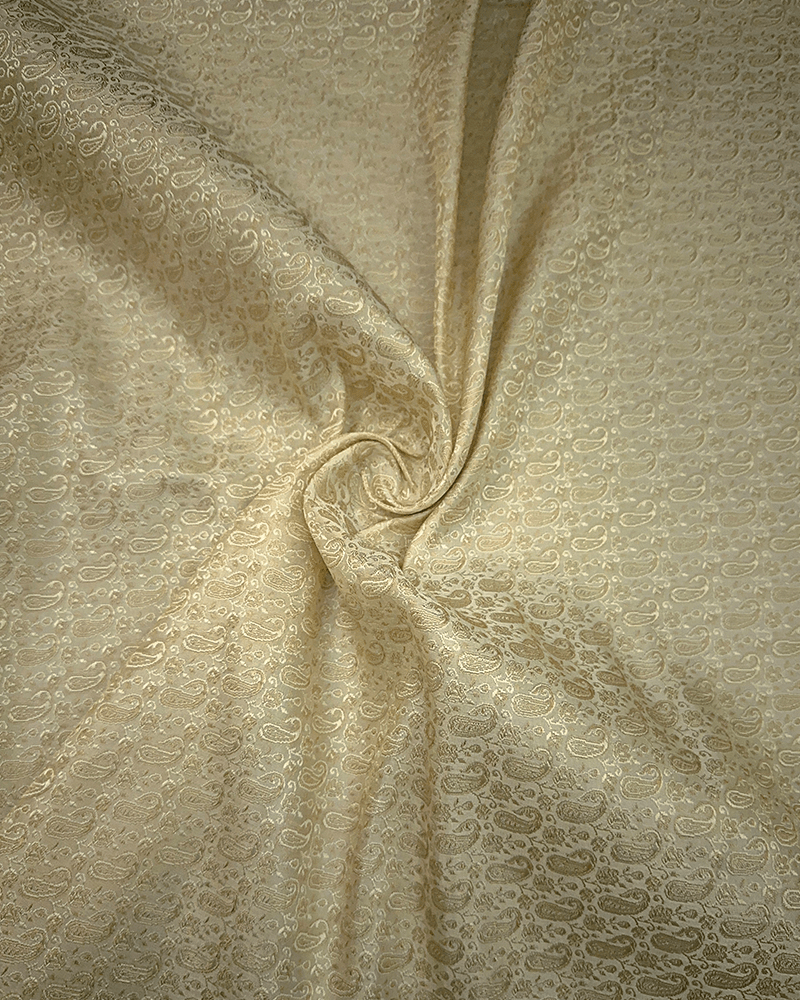 Cream Zari Paisley Brocade Fabric