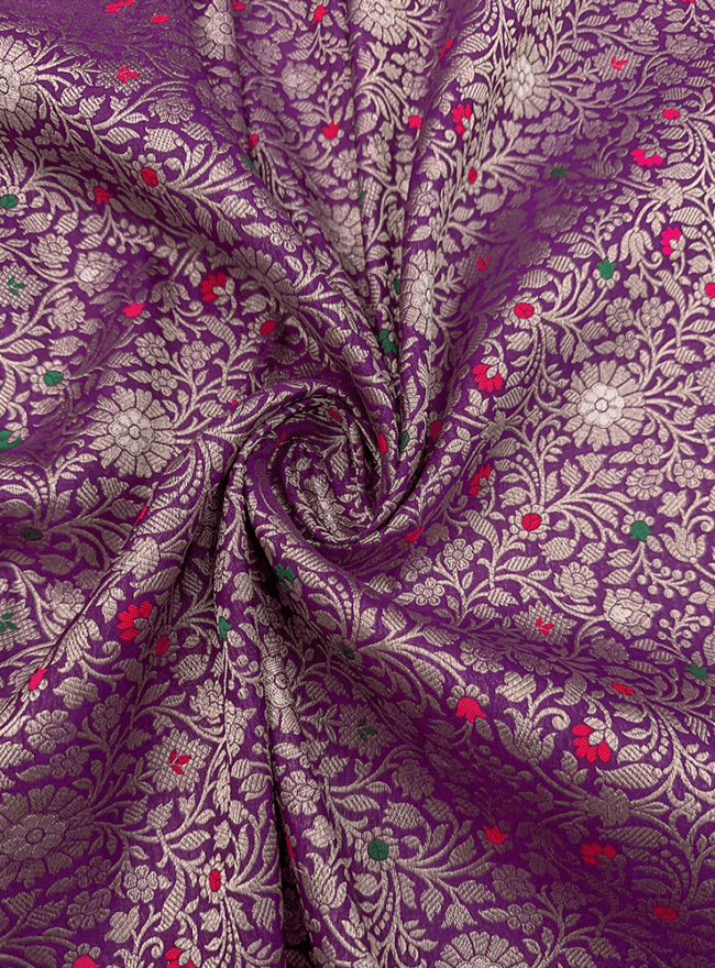 Purple & Gold Zari Brocade Fabric