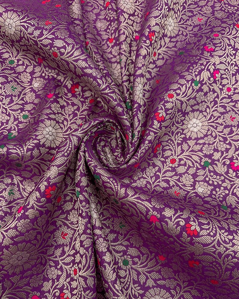 Purple & Gold Zari Brocade Fabric