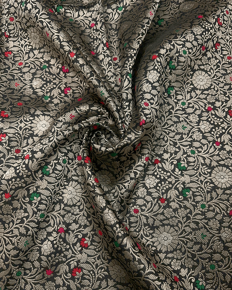 Black Zari Brocade Fabric