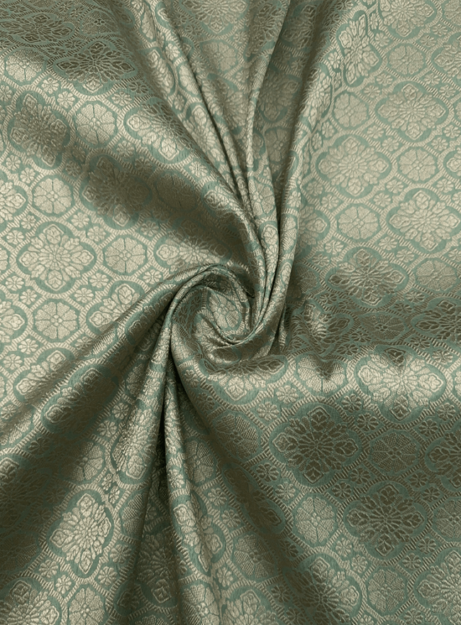 Mint Green Zari Floral Fabric