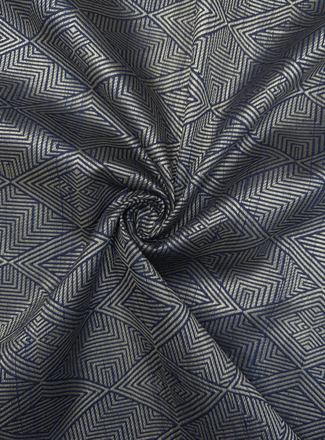 Navy Blue Banaras Brocade Silk Fabric