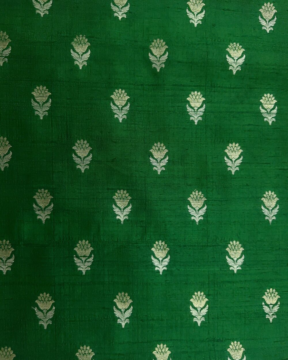 Bottle Green Zari Butta Fabric - Image 2