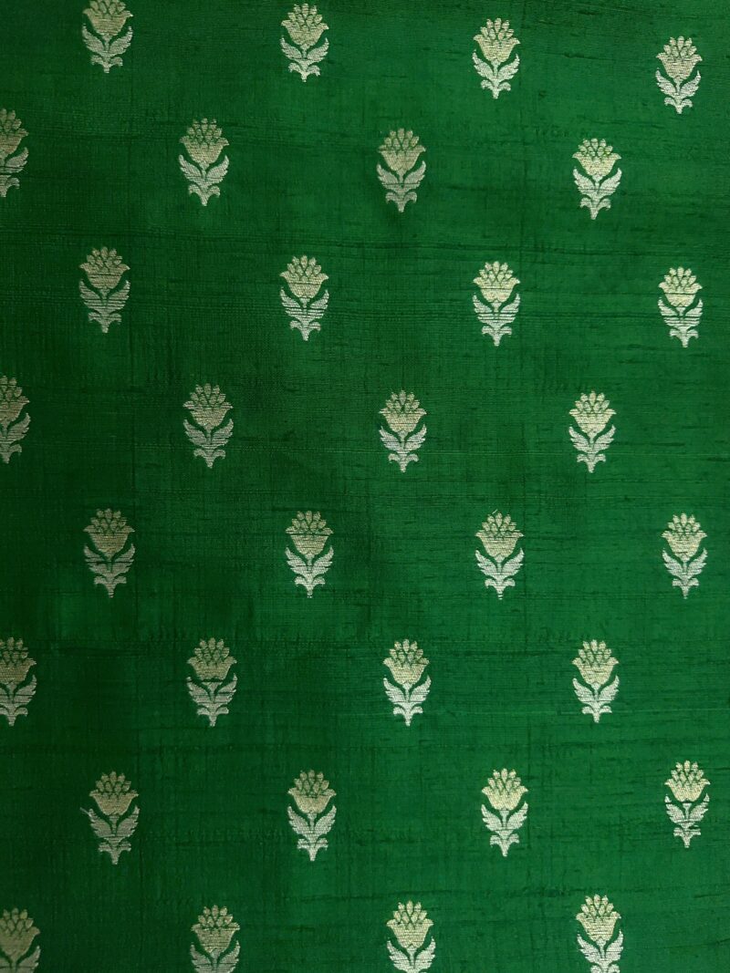 Bottle Green Zari Butta Fabric - Image 2