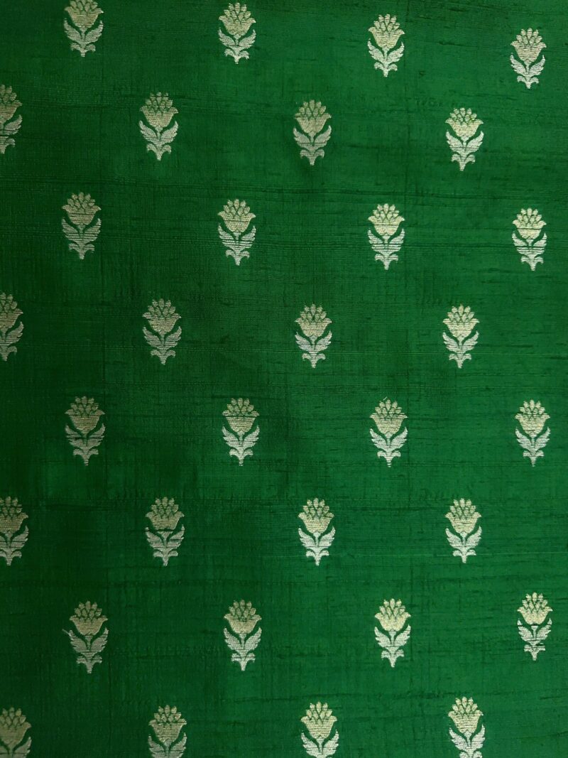 Bottle Green Zari Butta Fabric - Image 2